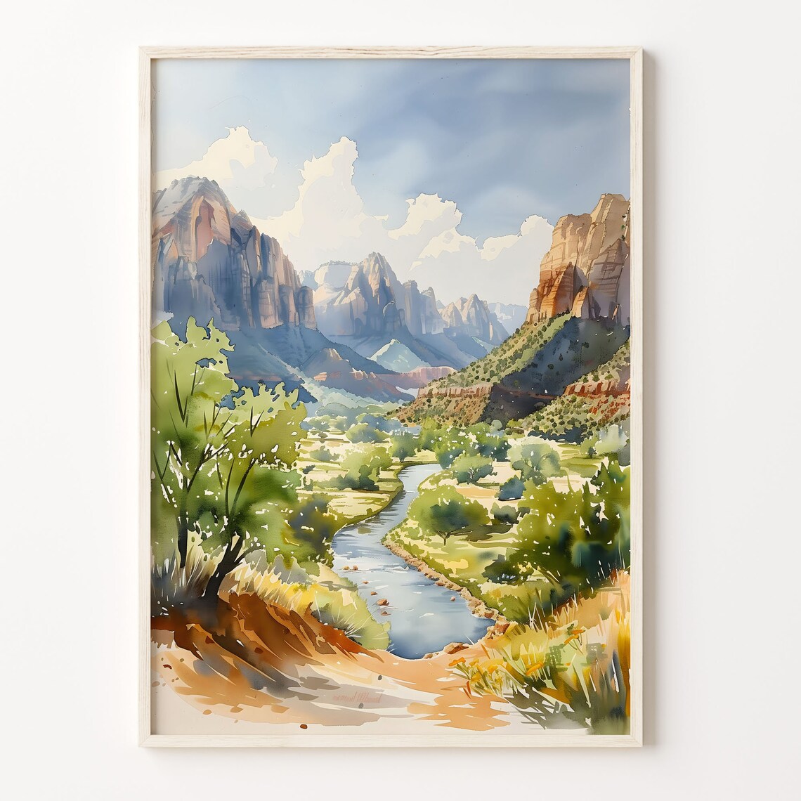 Zion National Park Watercolor, Utah Travel Poster