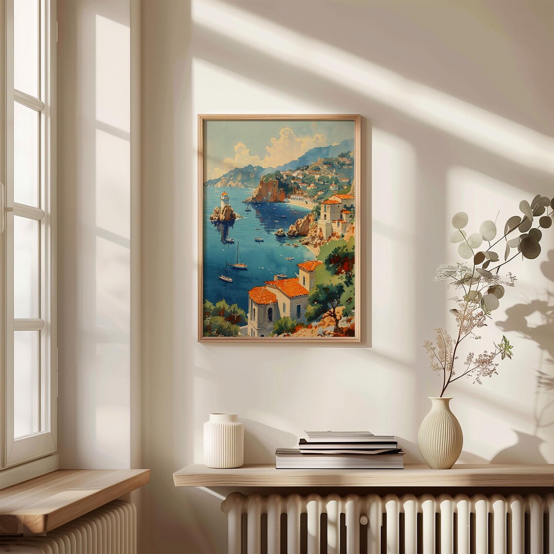 Catalina Island Mediterranean Coastal Bay Watercolor Painting Poster - Image 4