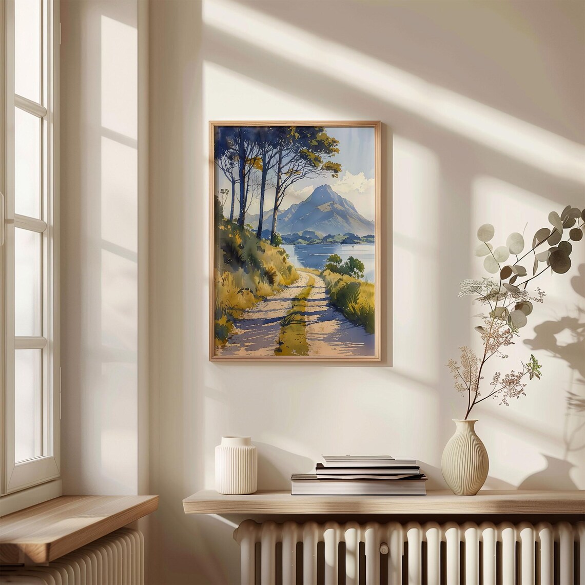 Lake Taupo New Zealand Mountain Path Lakeside Watercolor Travel Poster - Image 4