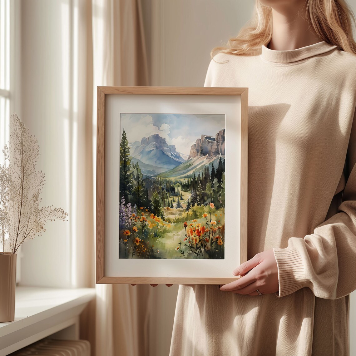 Banff Watercolor Painting Travel Poster, Canada - Image 2