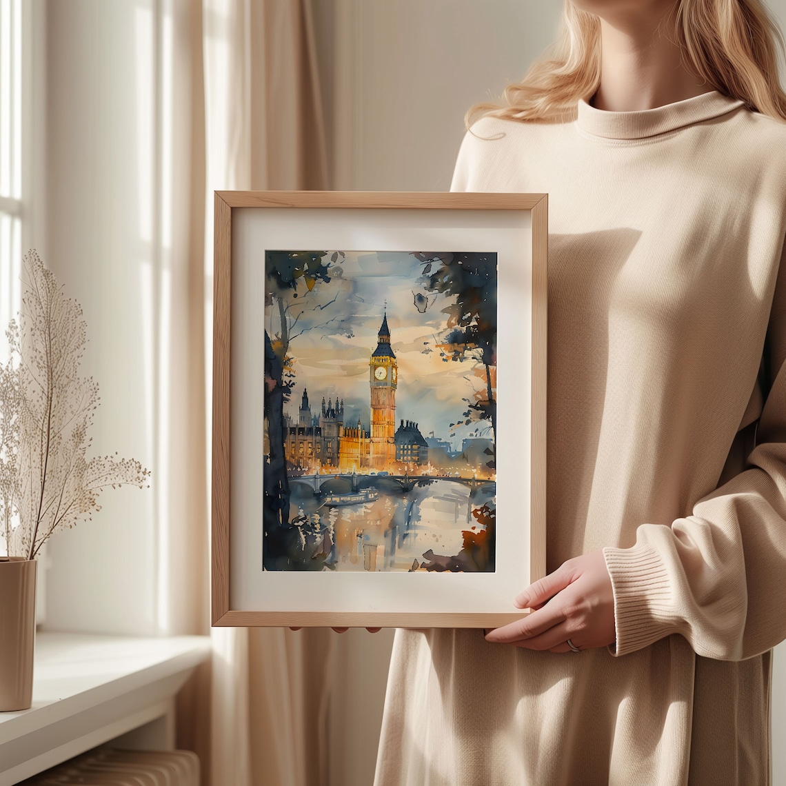 London Watercolor Travel Poster, Tower Bridge Print - Image 2