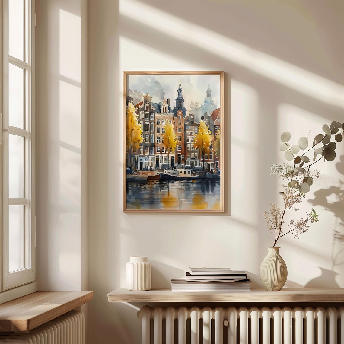 Amsterdam Canal Netherlands Gabled Houses Watercolor Painting Poster - Image 4