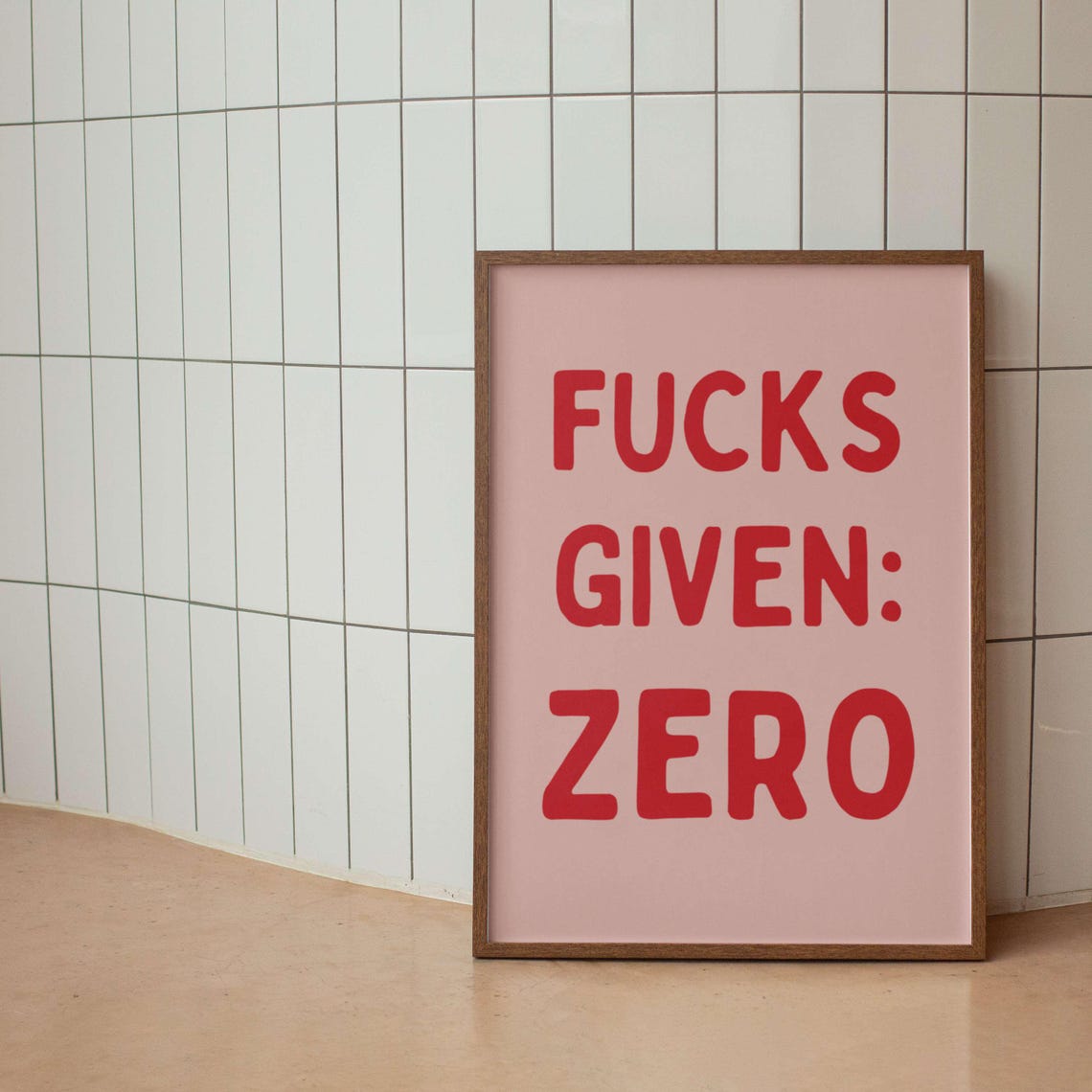 Fucks Given Zero Black Minimalist Bold Sarcastic Quote Poster - Image 3