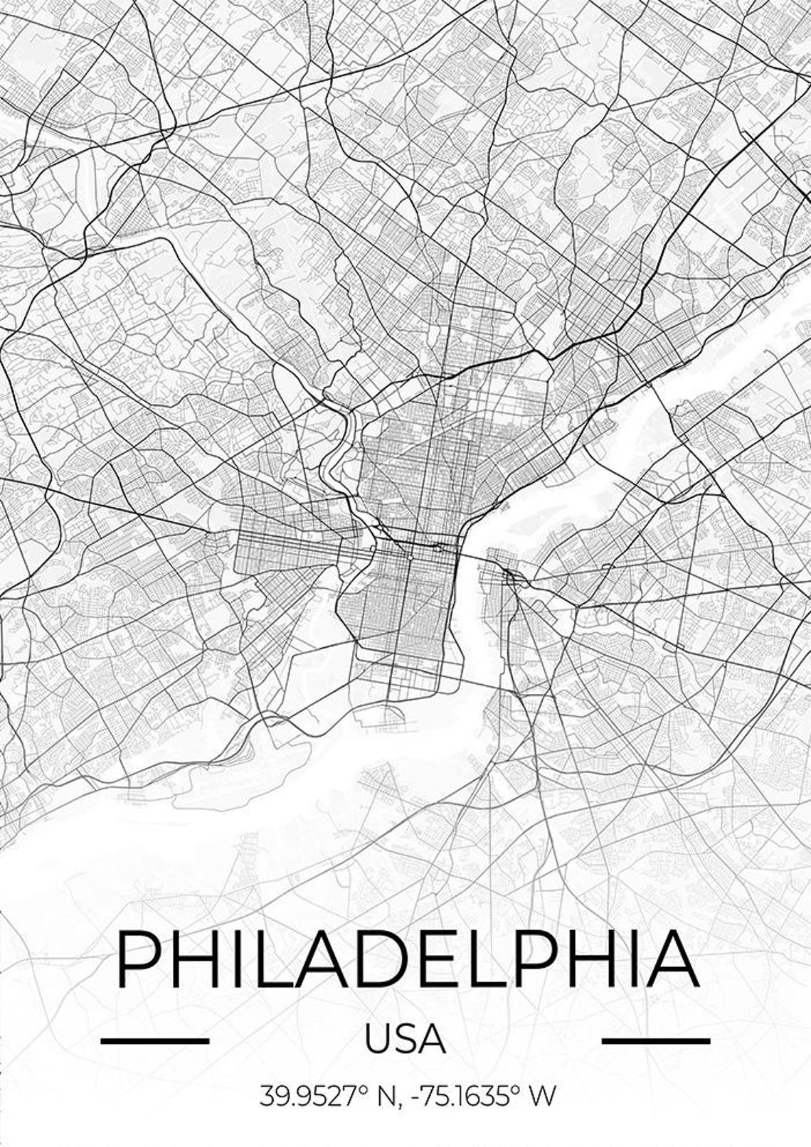 Philadelphia USA City Street Map Gradient Art Travel Gift Poster - Image 4