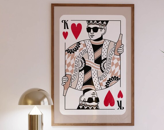 King Of Hearts Retro Bedroom Art Print