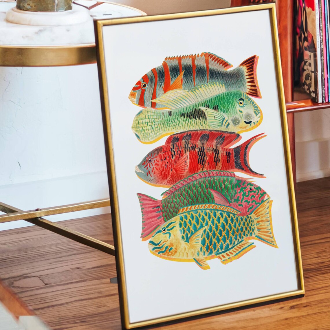 Colorful Sardines Whimsical Art Print