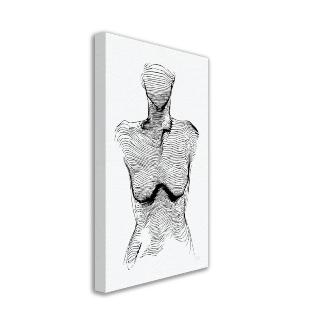 Female Torso Line Art Abstract Contour Body Ink Drawing Poster - Image 2