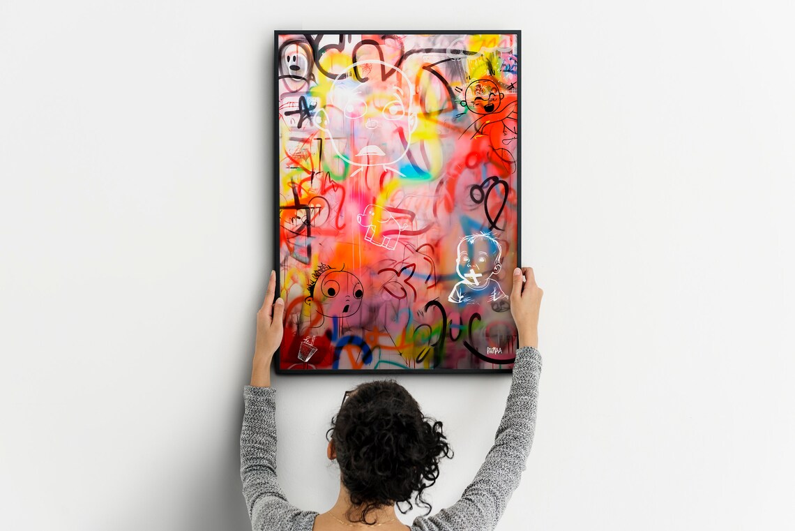 Graffiti Spray Paint Baby Faces Street Art Pink Yellow Pop Art Poster - Image 5