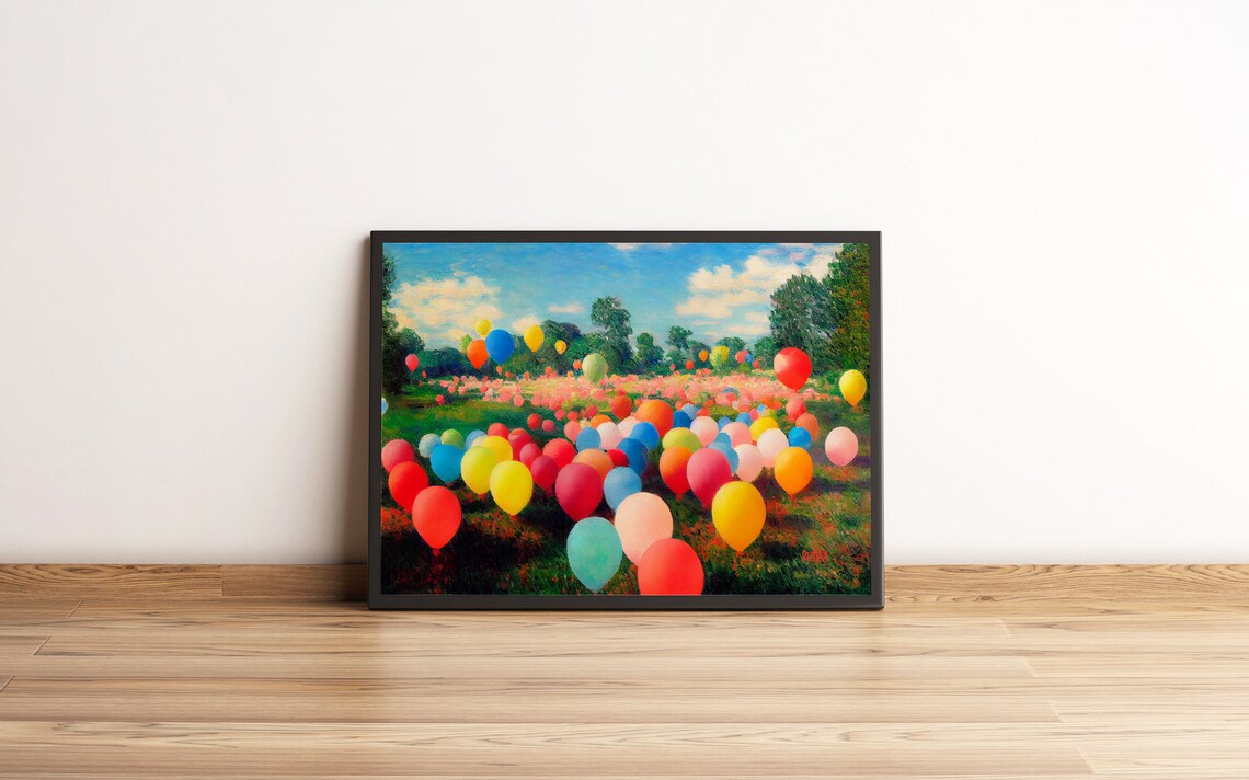 Colorful Balloons Kids Room Art Print, Monet Style - Image 6