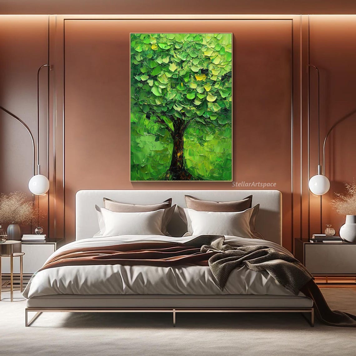 Lush Green Tree Dense Canopy Palette Knife Vibrant Nature Art Poster - Image 6