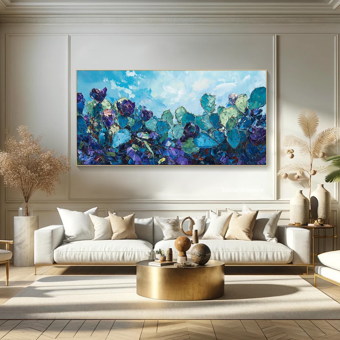 Prickly Pear Cactus Impasto Art Print, Desert Decor - Image 2