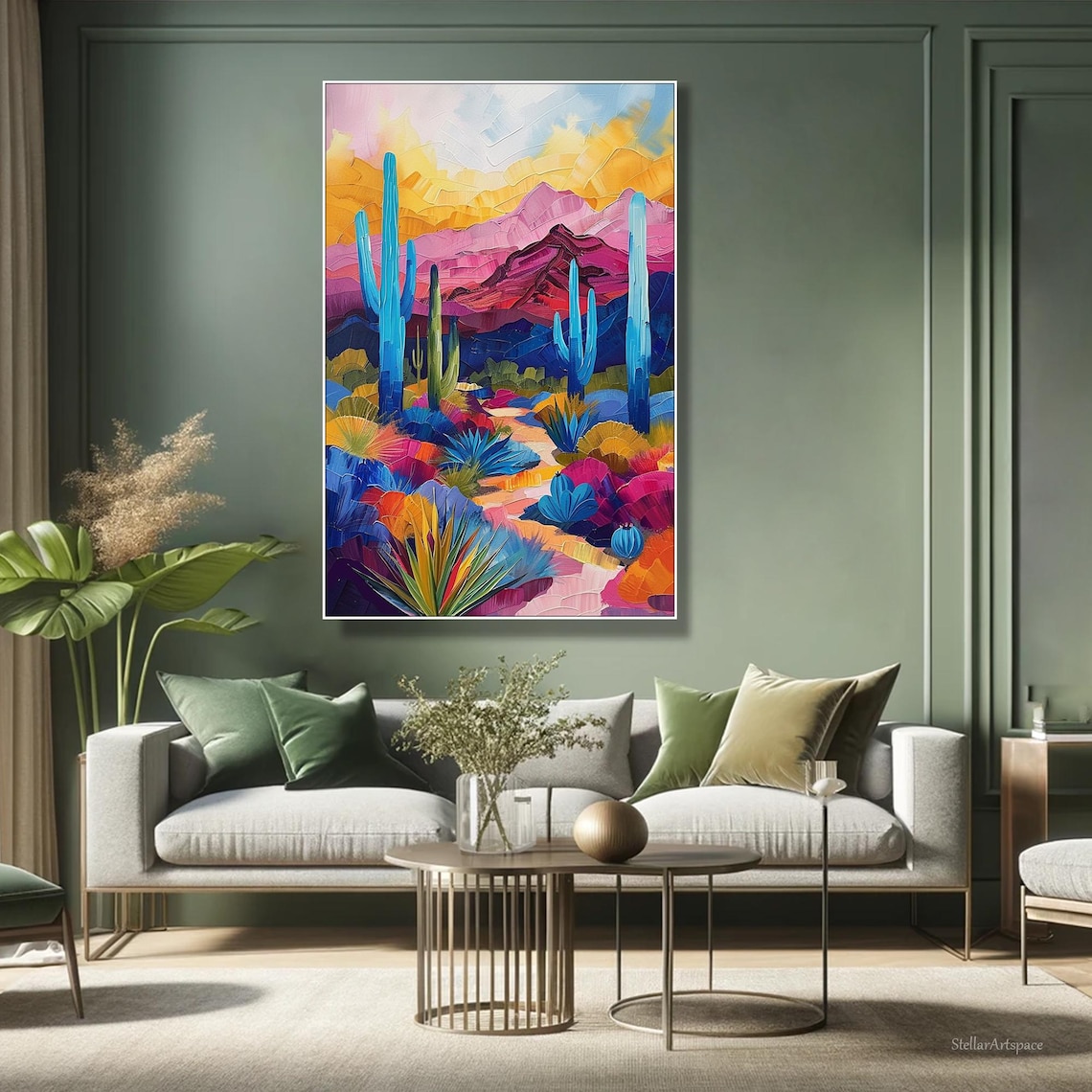 Abstract Cactus Flower, Modern Impressionist Art Print - Image 2