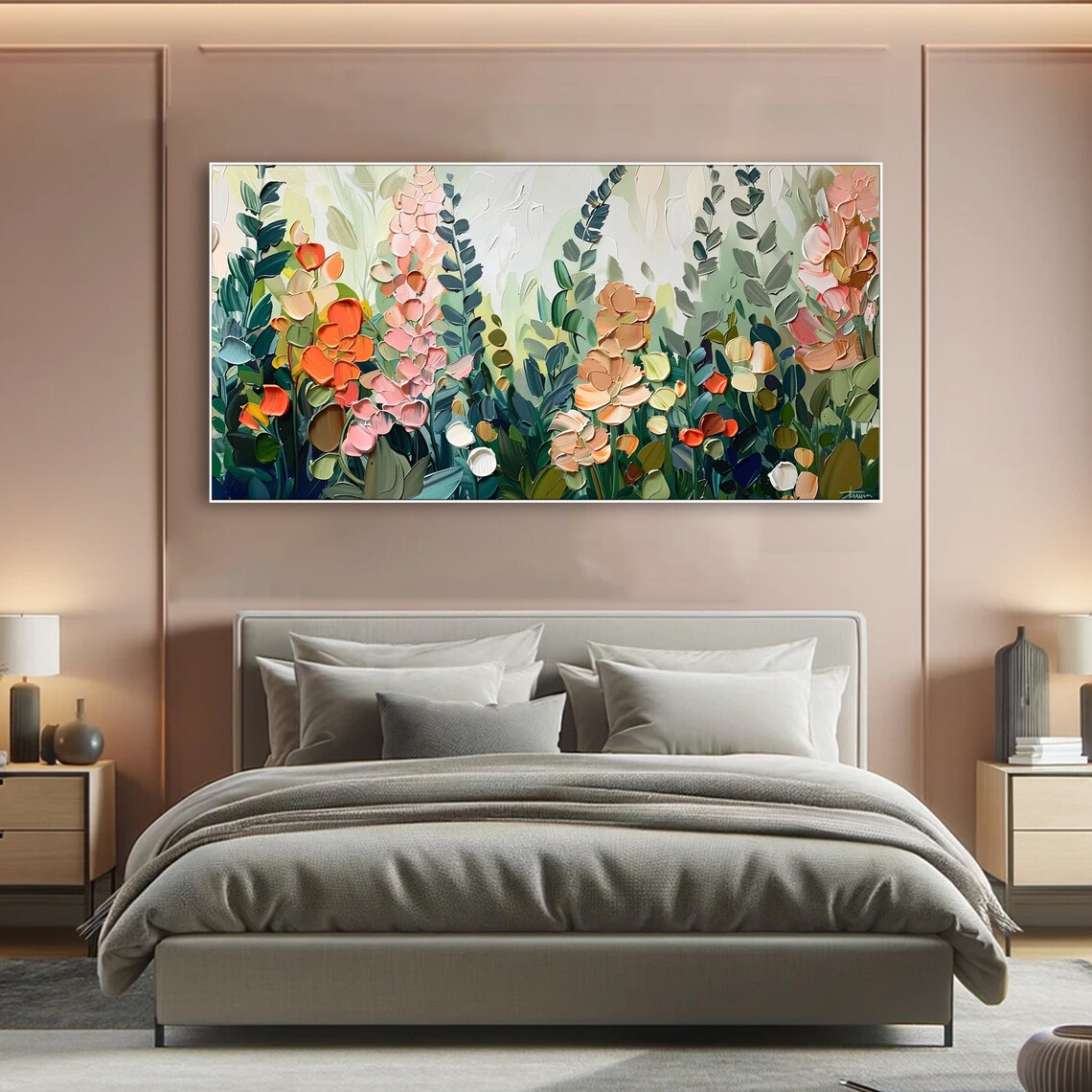 Dreamy Blooms Flower Painting, Neutral Tones Art Print - Image 4