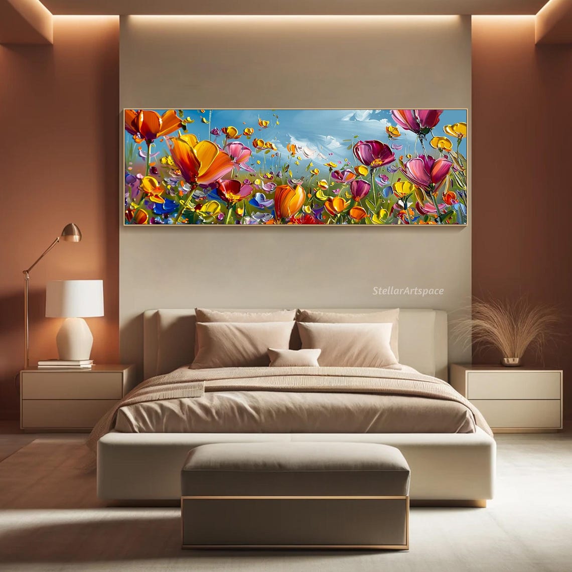 Vibrant Flower Painting On 3d Colorful Floral Art Textured Acrylic Painting Impasto Cheerful Floral Art Living Room Wall Art - Image 5