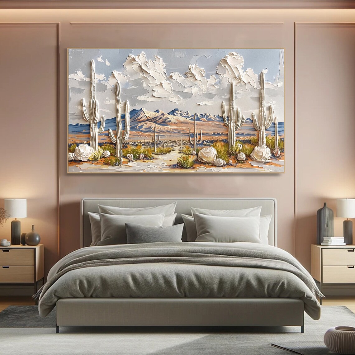Cactus In Desert Painting, Minimalist Art Print - Image 3