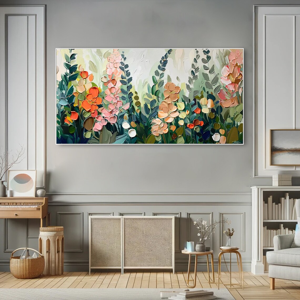 Dreamy Blooms Flower Painting, Neutral Tones Art Print - Image 5