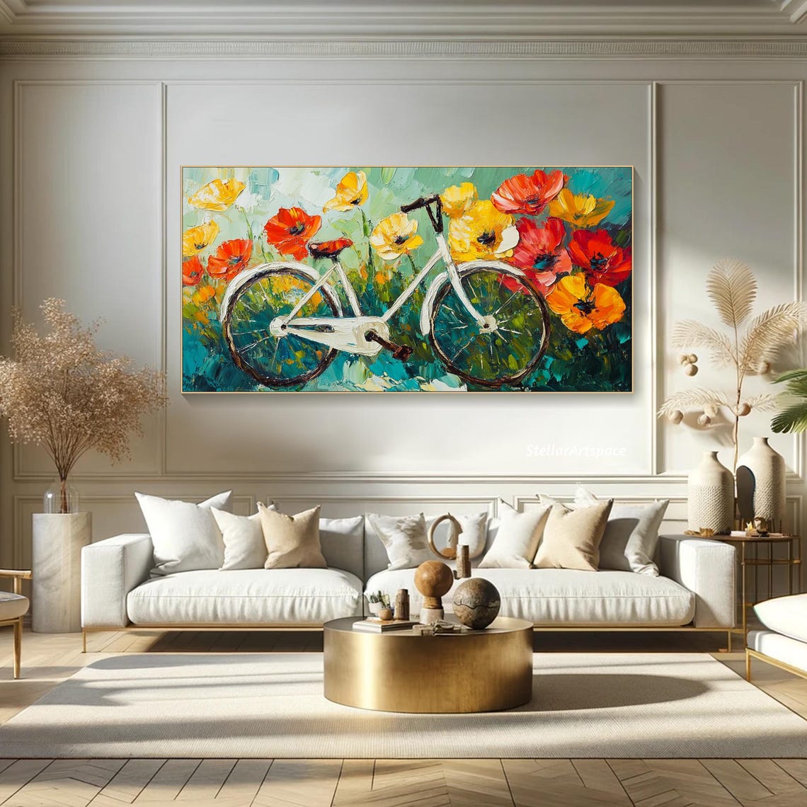 Bicycle Flower Painting On Cavnas 3d Textured Floral Bike Art Modern Impressionist Art Living Room Wall Art Colorful Bike Lover Gift Cyclist - Image 5