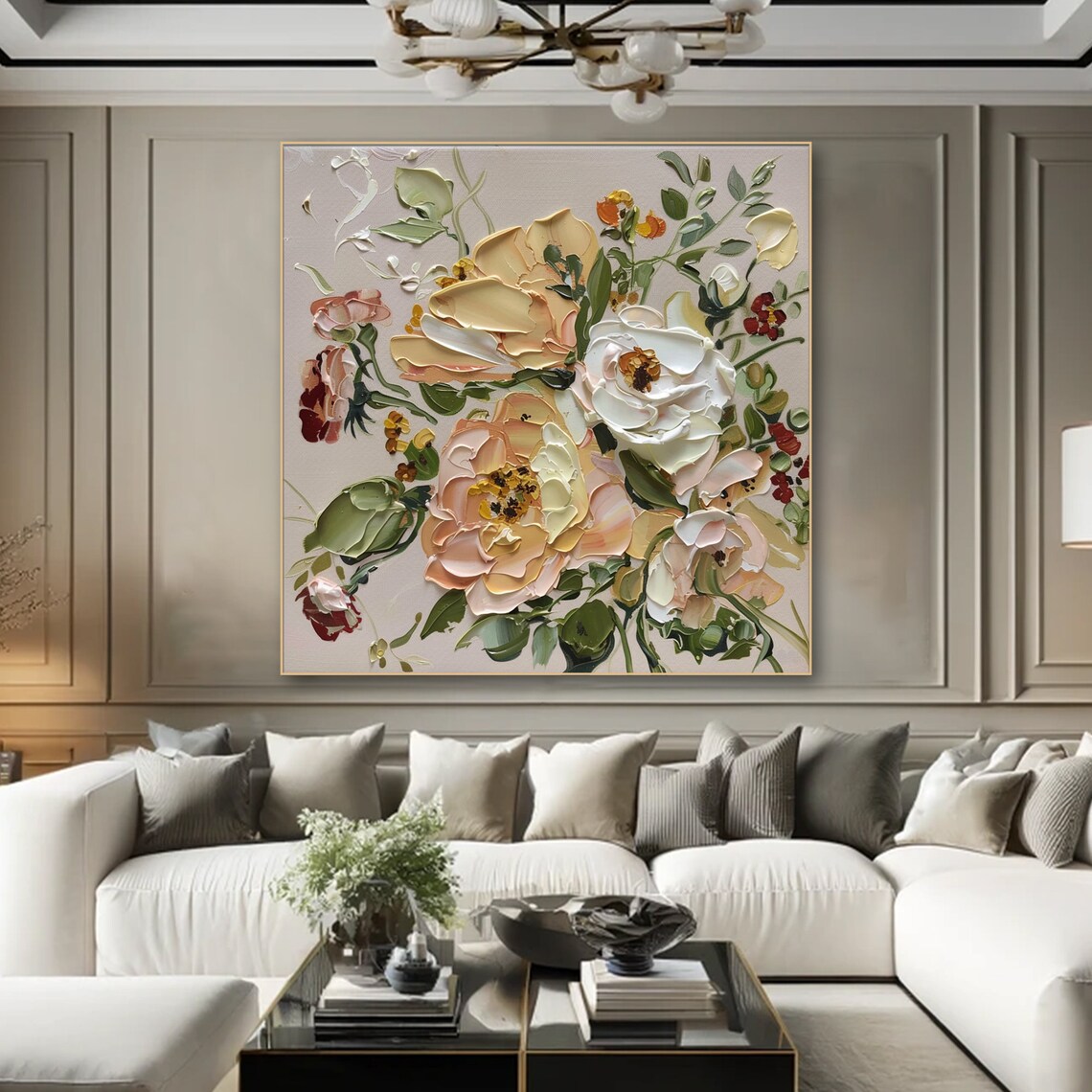 Romantic Blooms Neutral Tones Flower Art Print - Image 2