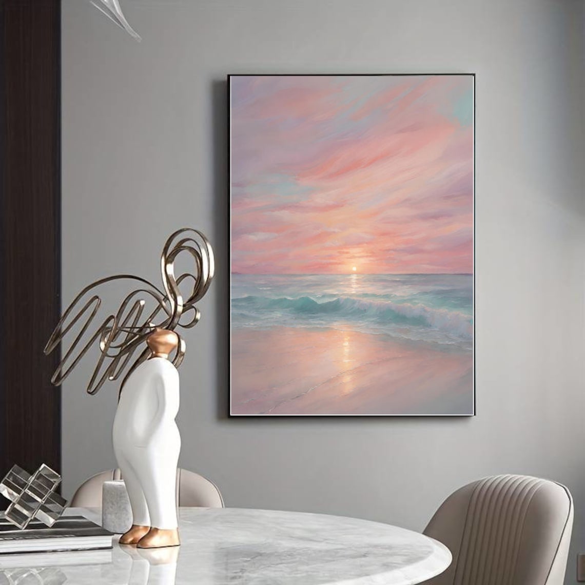 Beach Sunset Pastel Photo Print, Coastal Seascape - Image 3