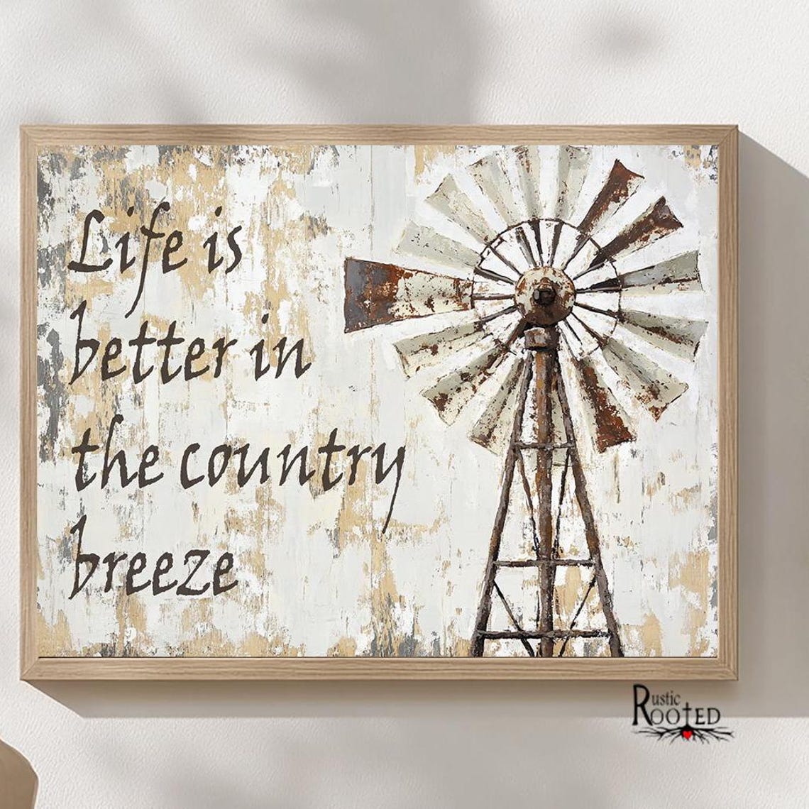 Life Is Better In The Country Breeze Windmill Rustic Quote Poster - Image 4