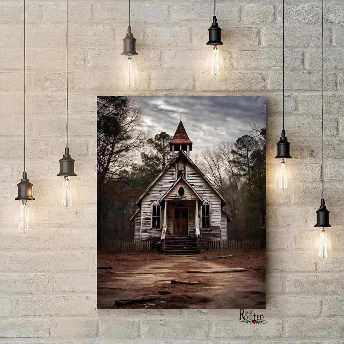 Country Church Print, Modern Farmhouse Decor - Image 2