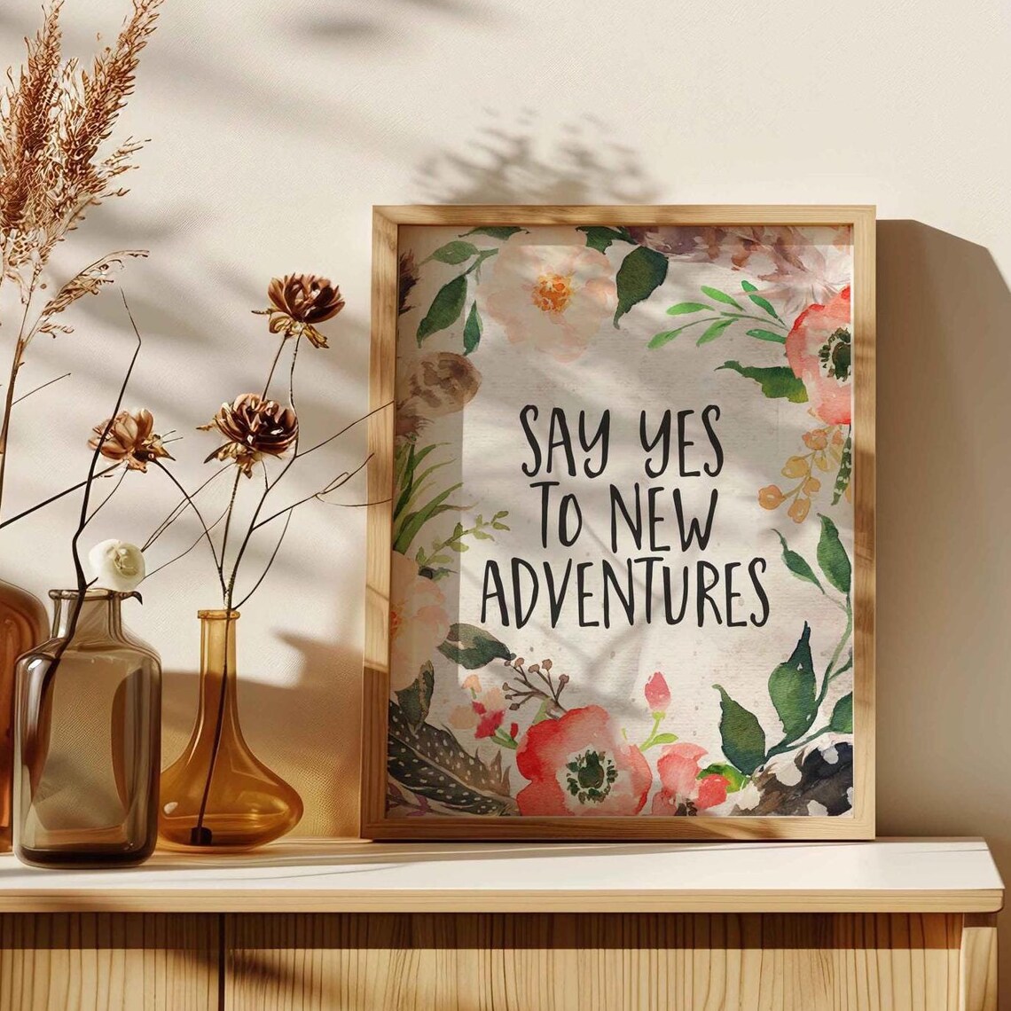 Say Yes To New Adventures Boho Quote Art Print