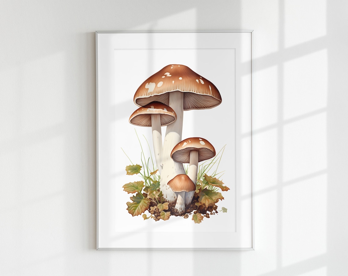 Shiitake Mushroom Botanical Guide Art Print