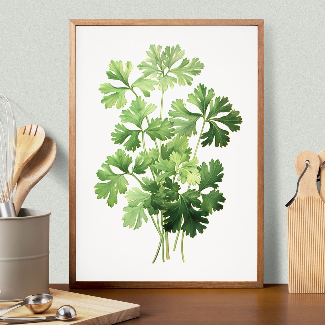 Parsley Sprig Vintage Botanical Illustration Green Herb Kitchen Print - Image 3