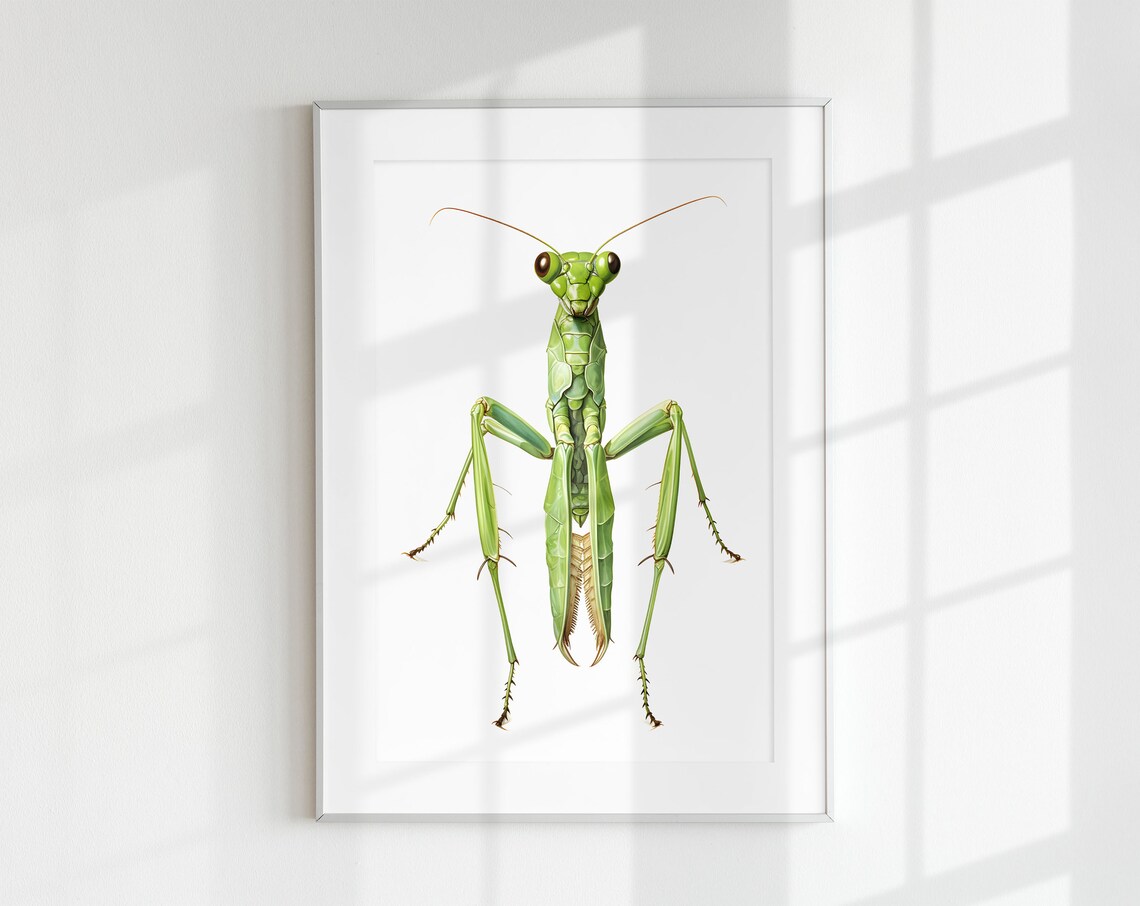 Praying Mantis Botanical Guide Poster Print