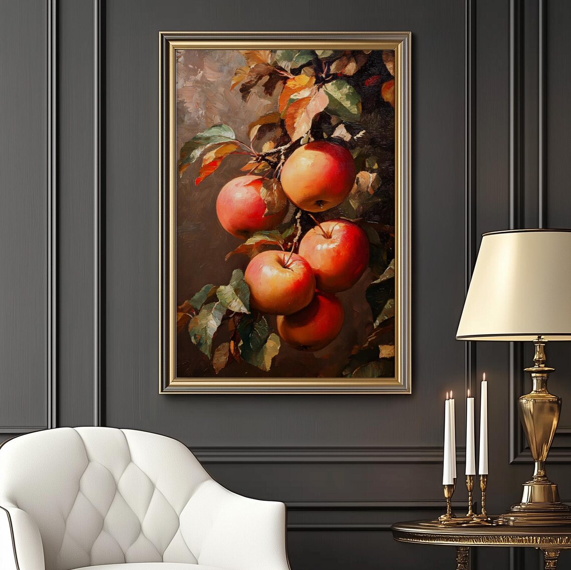 Apples Oil Painting Print, Botanical Vintage Poster - Image 2