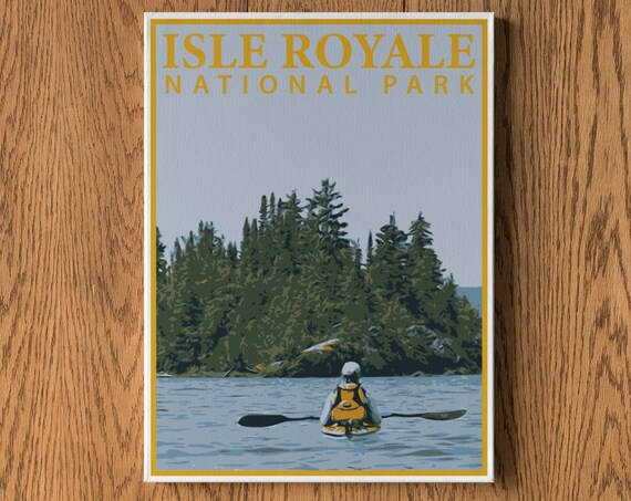 Isle Royale National Park Kayak Lake Pines Adventure Scenic Poster