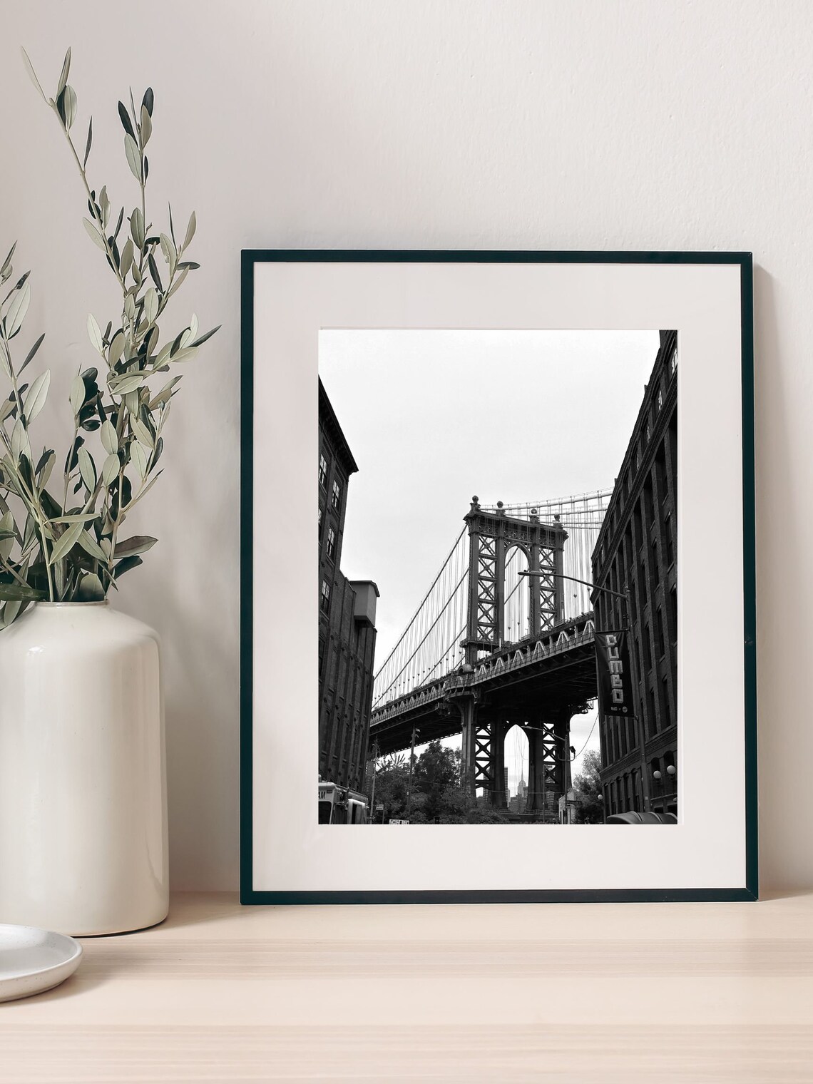 New York Manhattan Bridge Black and White Art Print - Image 4