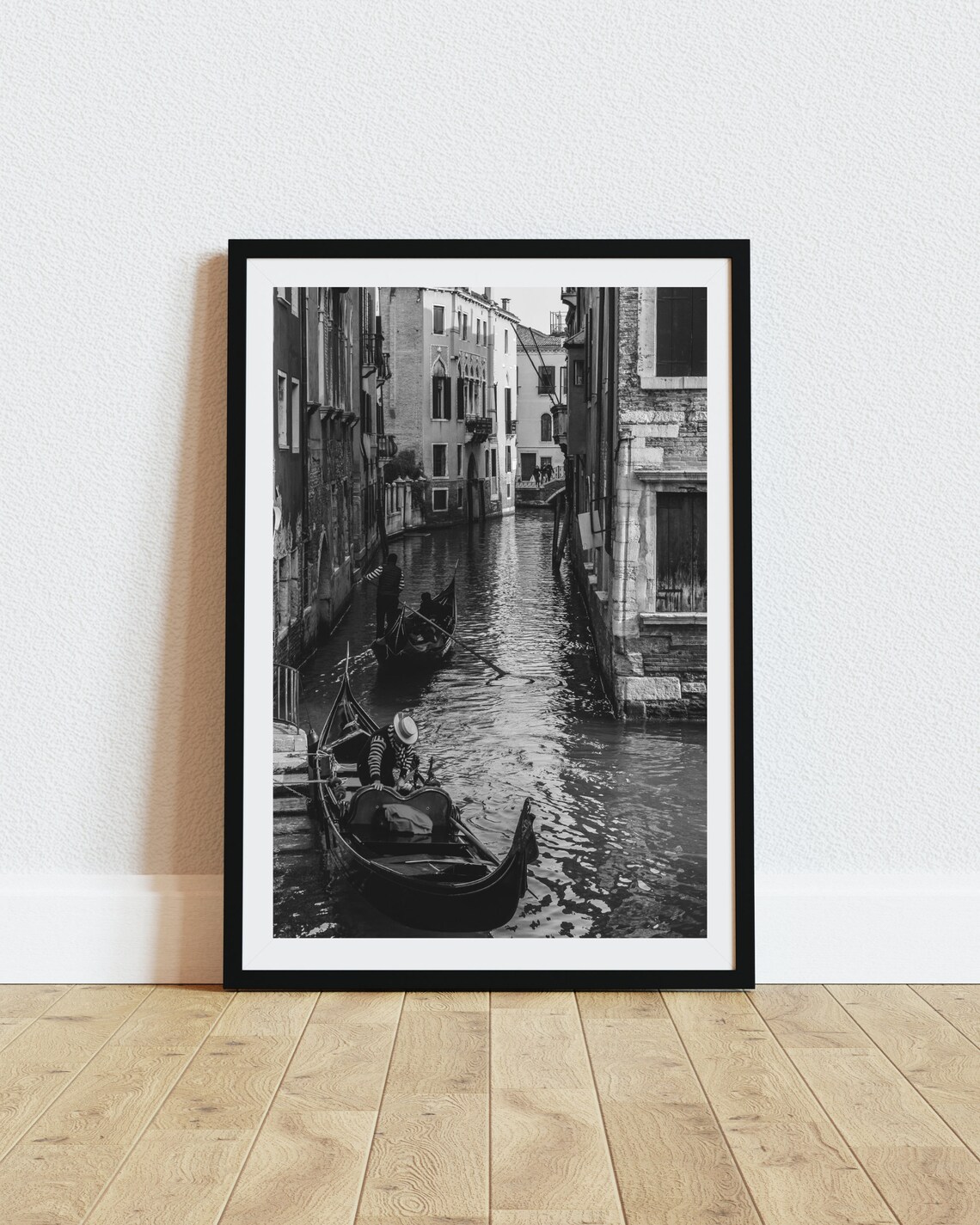 Venice Canal Gondolas Black And White Romantic Italy Photo Poster