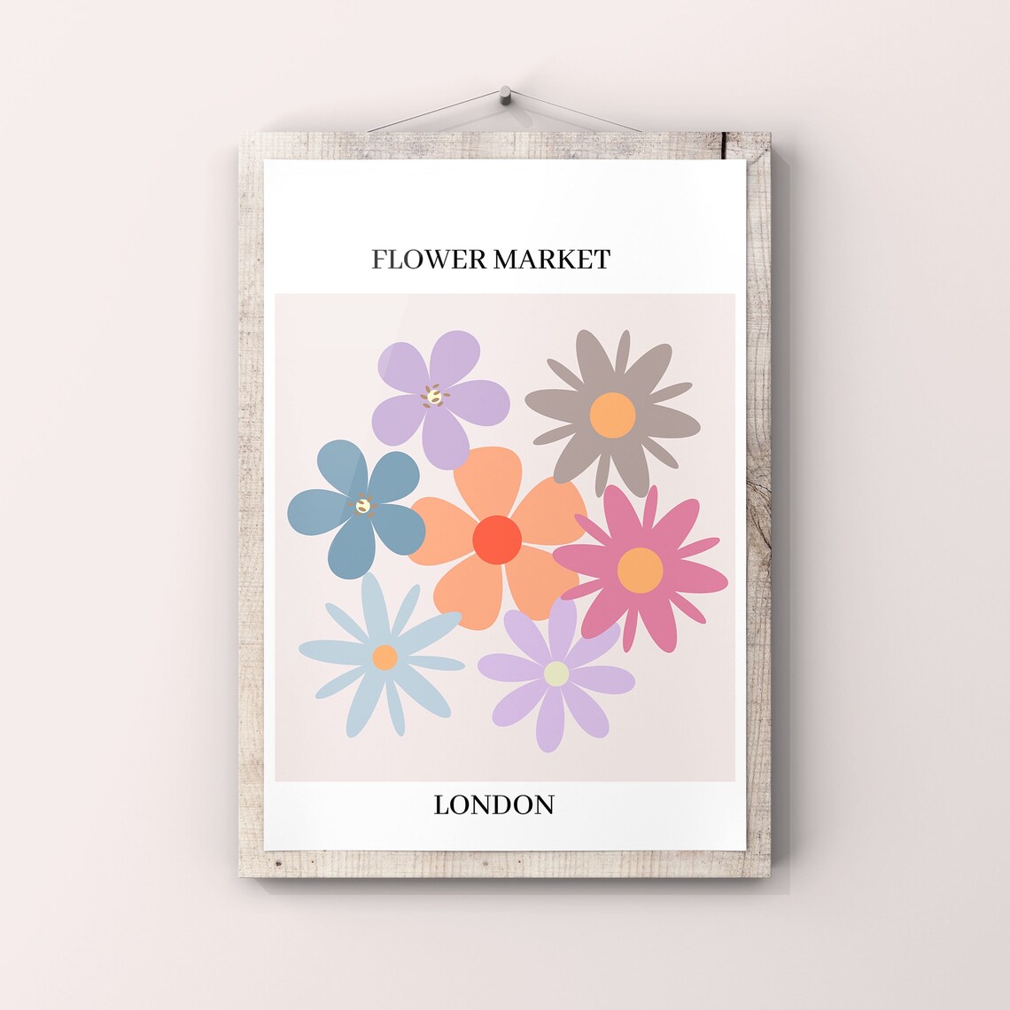 Flower Market London Pastel Daisies Retro Floral Shop Style Art Poster - Image 3