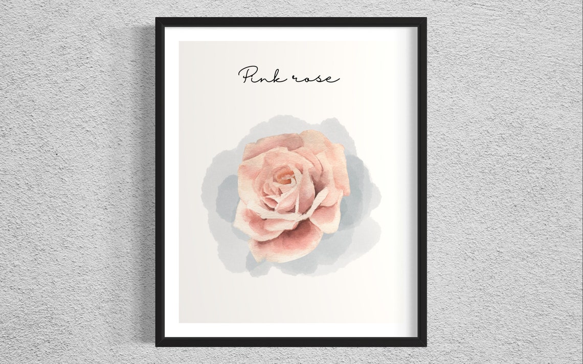 Blush Pink Rose Watercolor Floral Romantic Botanical Elegant Poster - Image 2