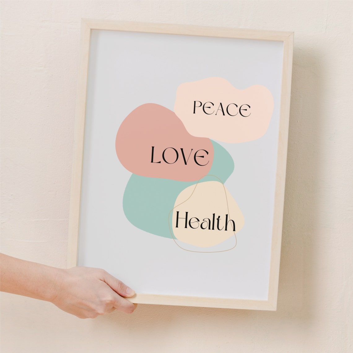 Peace Love Health Pastel Abstract Affirmation Quote Wall Poster