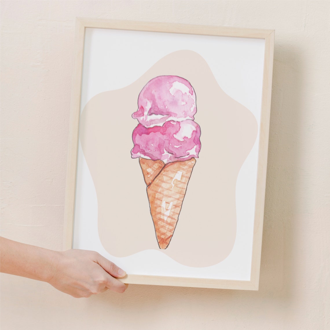 Pink Ice Cream, Summer Poster Print