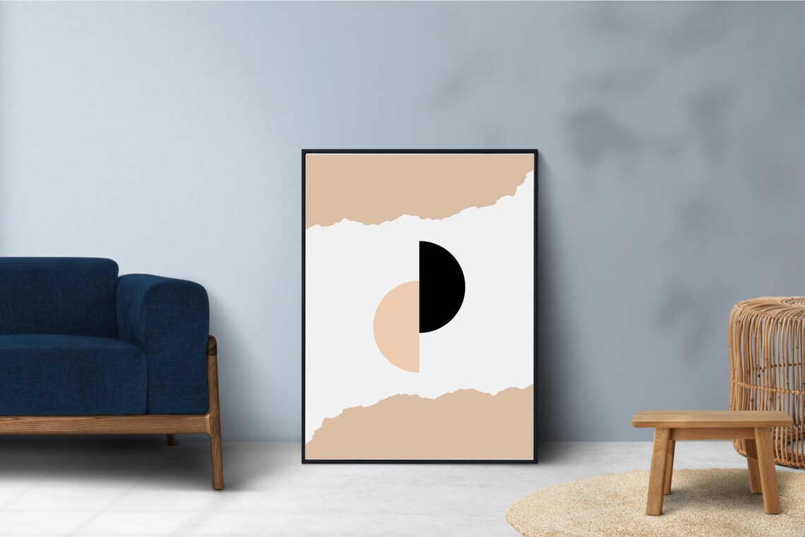 Geometric Boho Wall Art, Abstract Half Circles