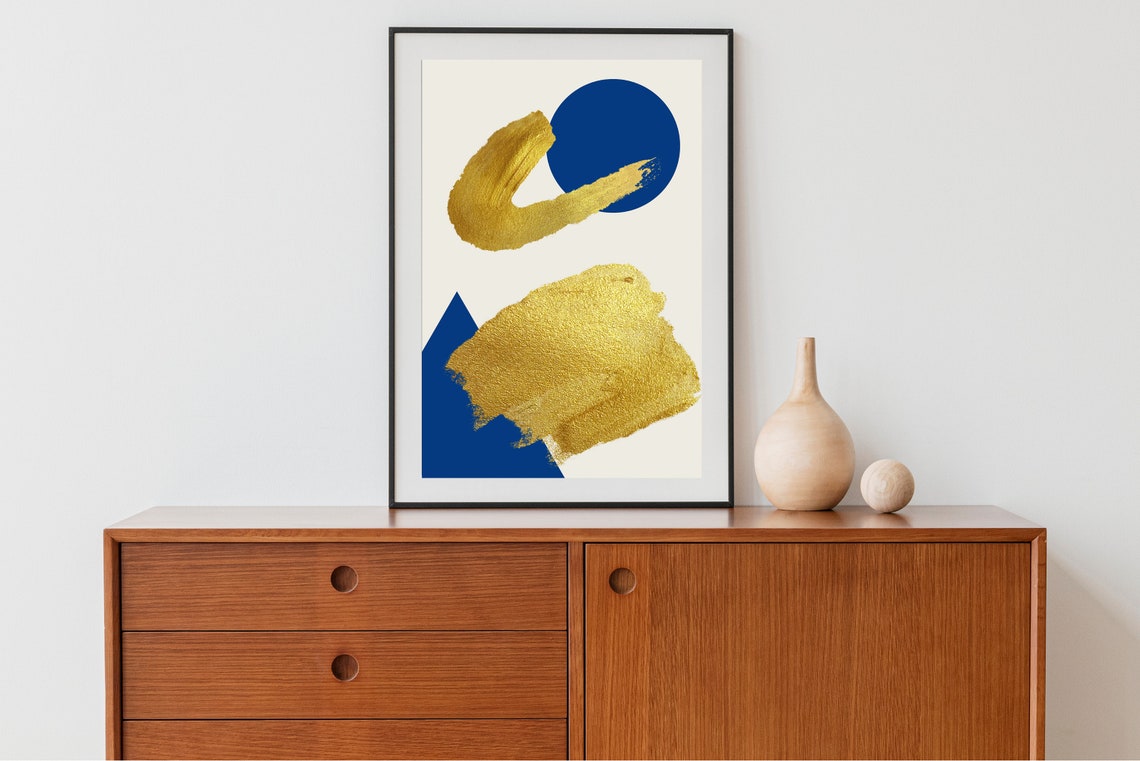 Geometric Abstract, Golden Print