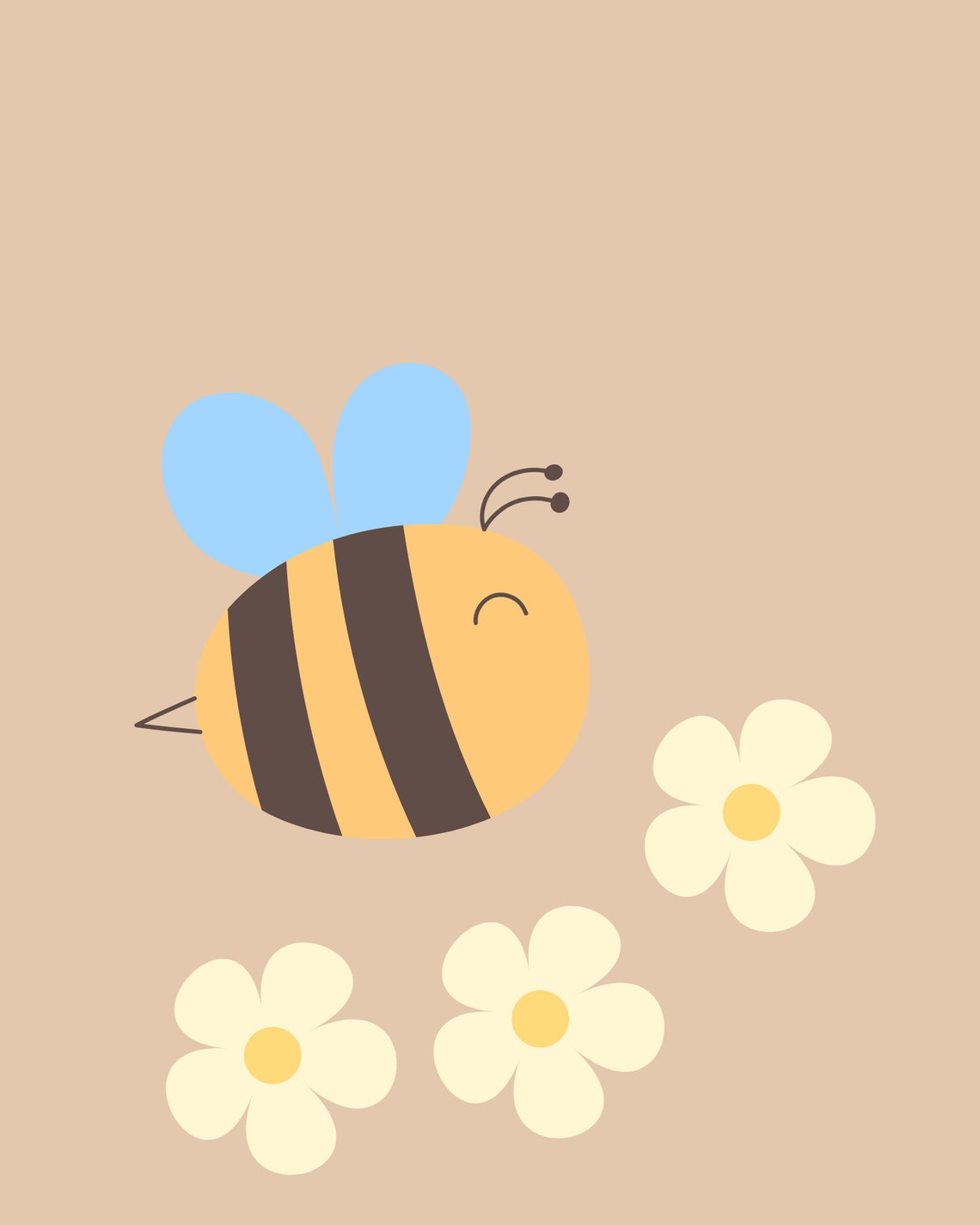 Bee Wall Art Beige Nursery Wall Art Kids Room Wall Decor - Image 3