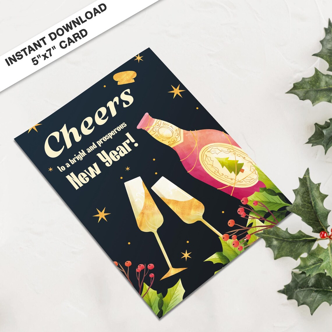 Cheers To A Bright And Prosperous New Year Holiday Card Poster - Image 3