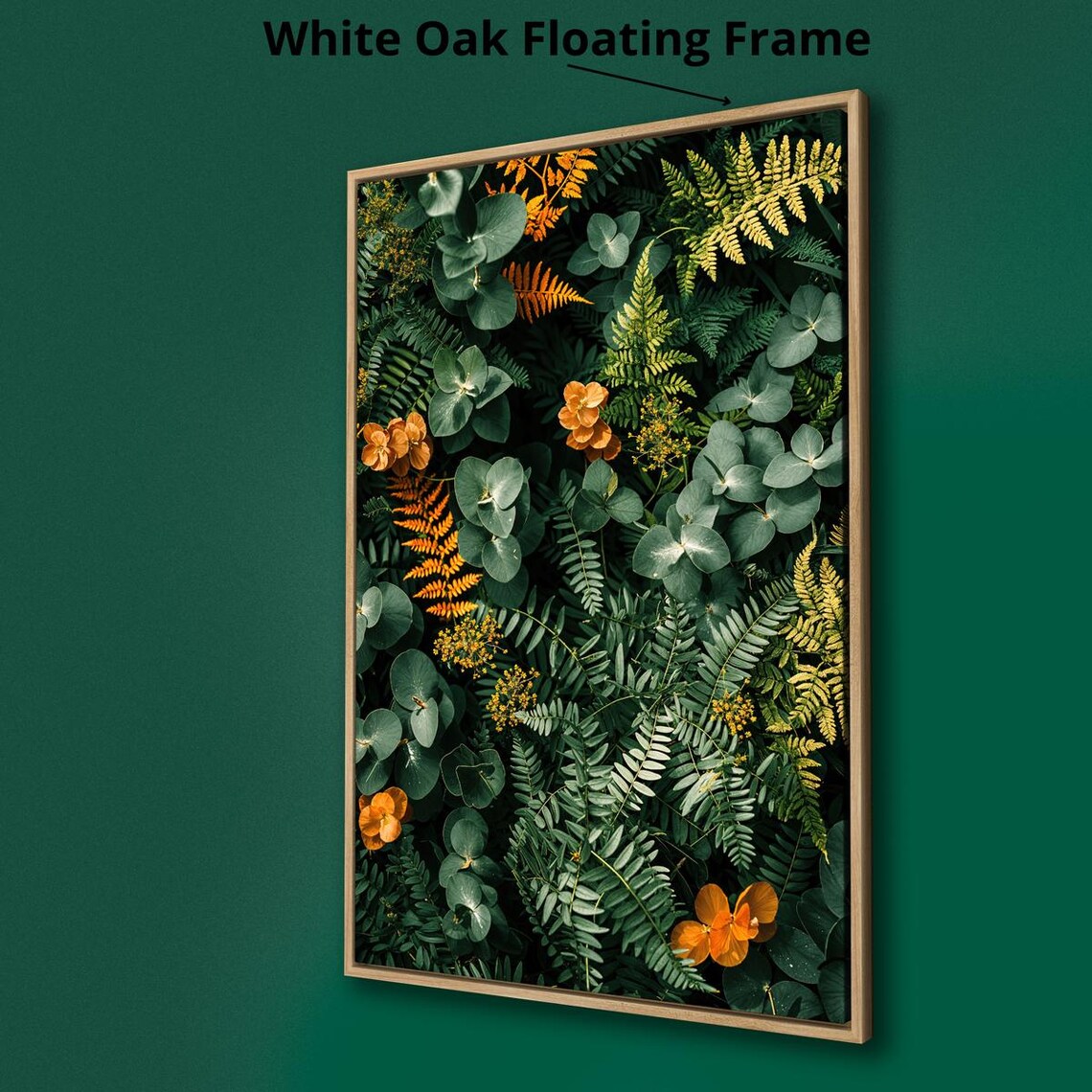 Vibrant Green Foliage Ferns Eucalyptus Orange Flowers Botanical Poster - Image 3