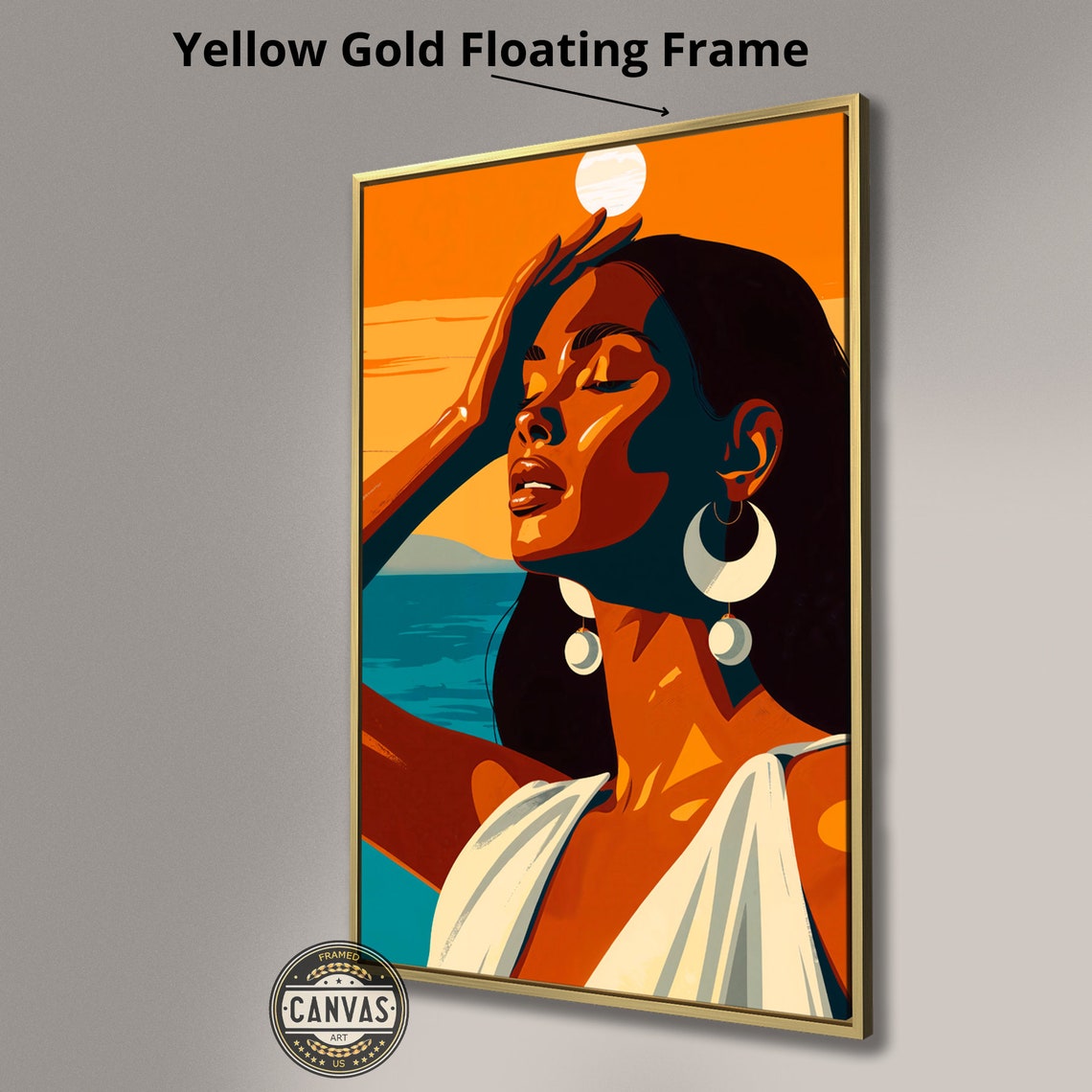 Elegant Woman Portrait Framed Wall Art Beautiful Lady At Sunset Painting Print Beauty Salon Wall Decor Fashion Poster Ready To Hang - Image 2