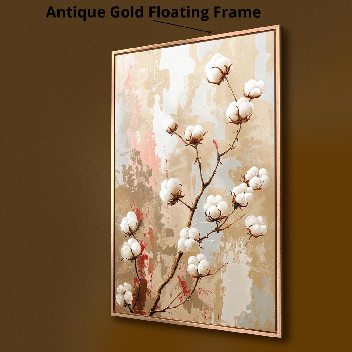 Cotton Branch White Bolls Neutral Botanical Farmhouse Wall Art Print - Image 2
