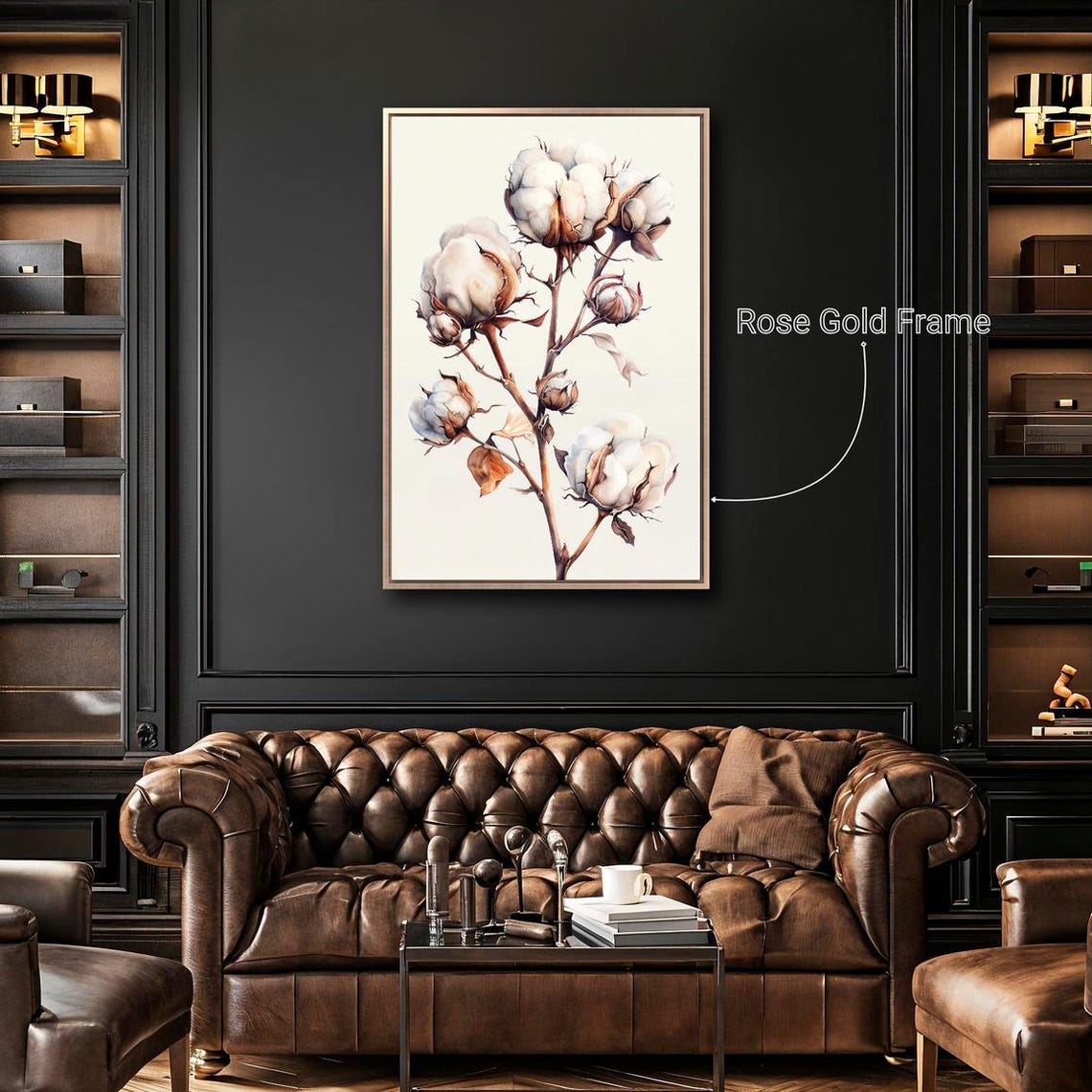 Cotton Stem Branches White Bolls Minimalist Botanical Rustic Poster - Image 5