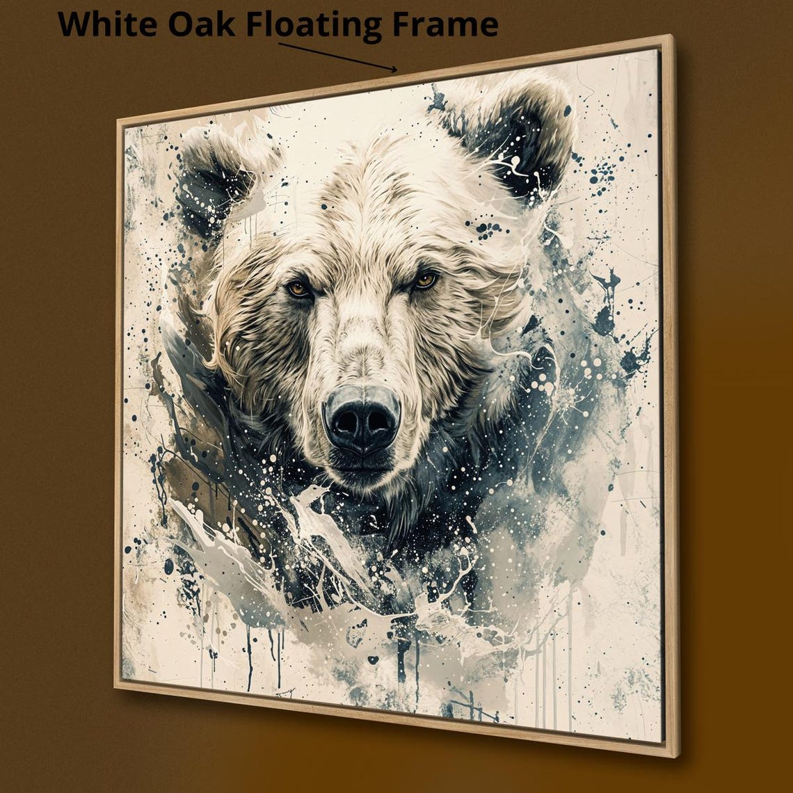 Mighty Grizzly Bear Face Abstract Wildlife Monochrome Poster - Image 4