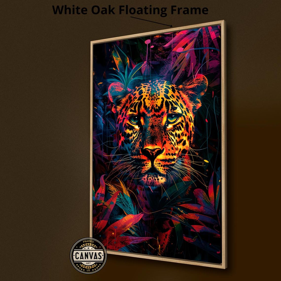 Neon Leopard In Psychedelic Jungle Bold Electric Wildlife Art Poster - Image 2