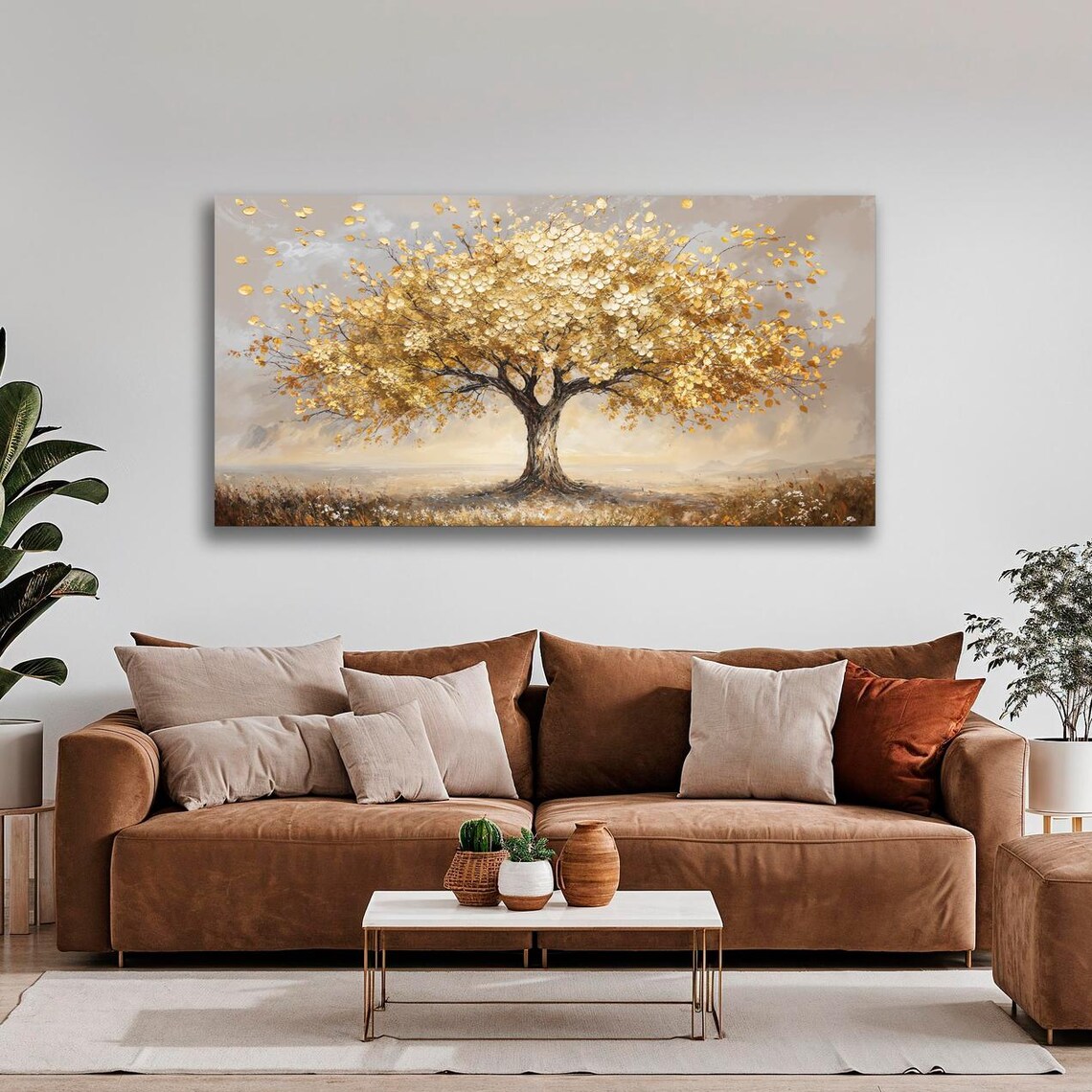 Tree Of Life Autumn Landscape, Golden Foliage Art Print - Image 4