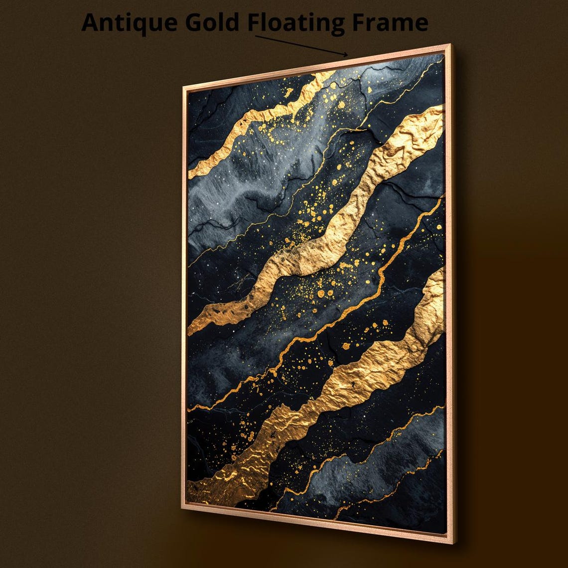 Black Gold Marble Abstract Geode Luxury Modern Art Wall Decor Poster - Image 2