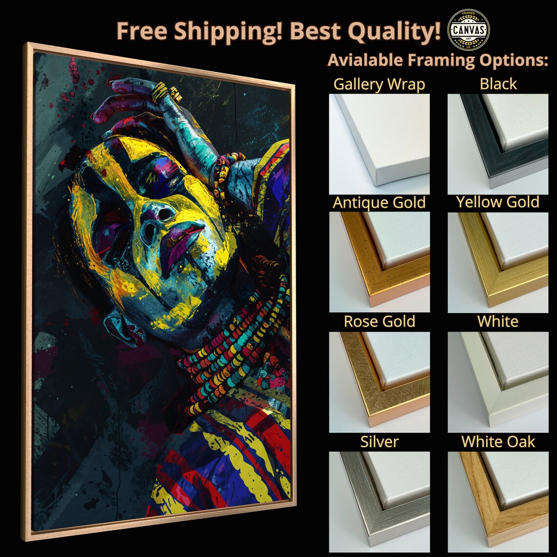 Tribal Woman Portrait Colorful Abstract Face Painting Wall Poster - Image 5